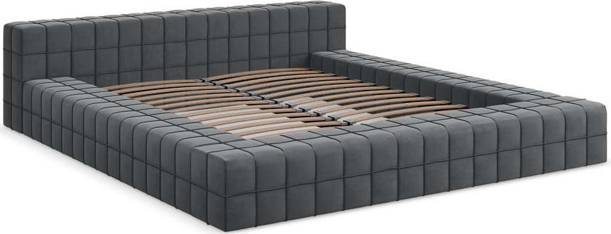 Tmavě šedá čalouněná dvoulůžková postel s roštem 160x200 cm Akela – Makamii