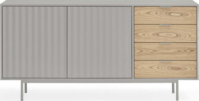 Nízká komoda v dekoru dubu v šedo-přírodní barvě 159x80 cm Sierra – Teulat
