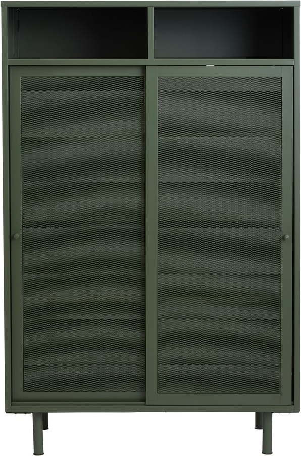 Tmavě zelená kovová skříňka s posuvnými dveřmi 90x140x40 cm Veep – Unique Furniture