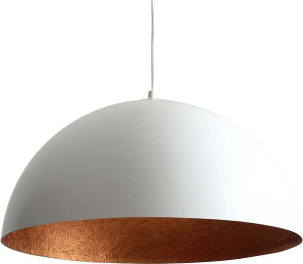 Bílé závěsné svítidlo s detailem v měděné barvě CustomForm Lord, ø 50 cm