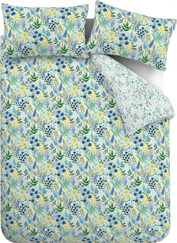 Zeleno-modré prodloužené povlečení na dvoulůžko 230x220 cm Tilly Floral – Catherine Lansfield