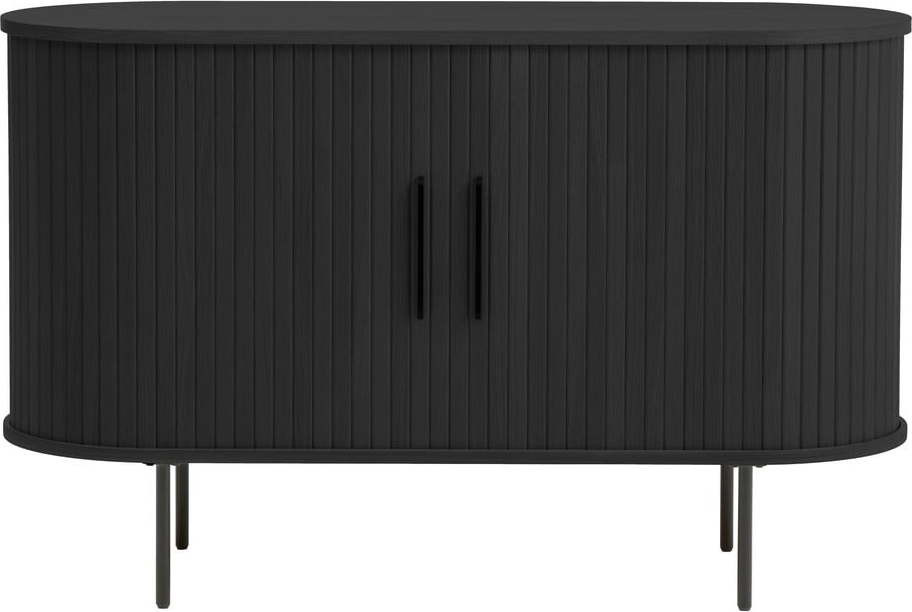 Černá komoda v dekoru dubu s posuvnými dveřmi 120x76x45 cm Nola – Unique Furniture