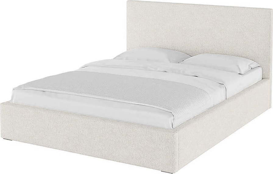 Béžová čalouněná dvoulůžková postel s úložným prostorem s roštem 160x200 cm Bufo – MESONICA