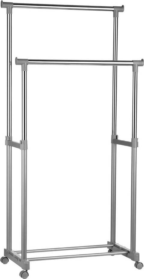 Kovový teleskopický/pojízdný stojan na oblečení ve stříbrné barvě – Premier Housewares