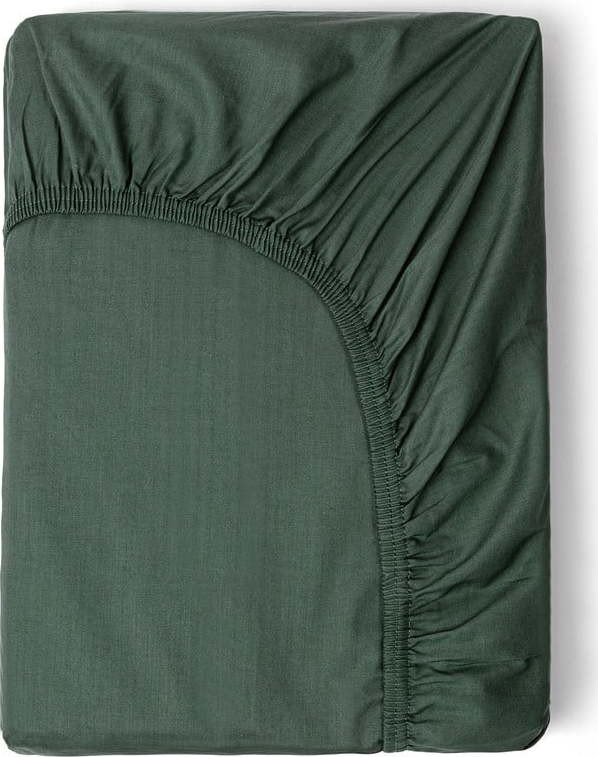 Olivově zelené elastické prostěradlo z bavlněného saténu HIP, 160 x 200 cm