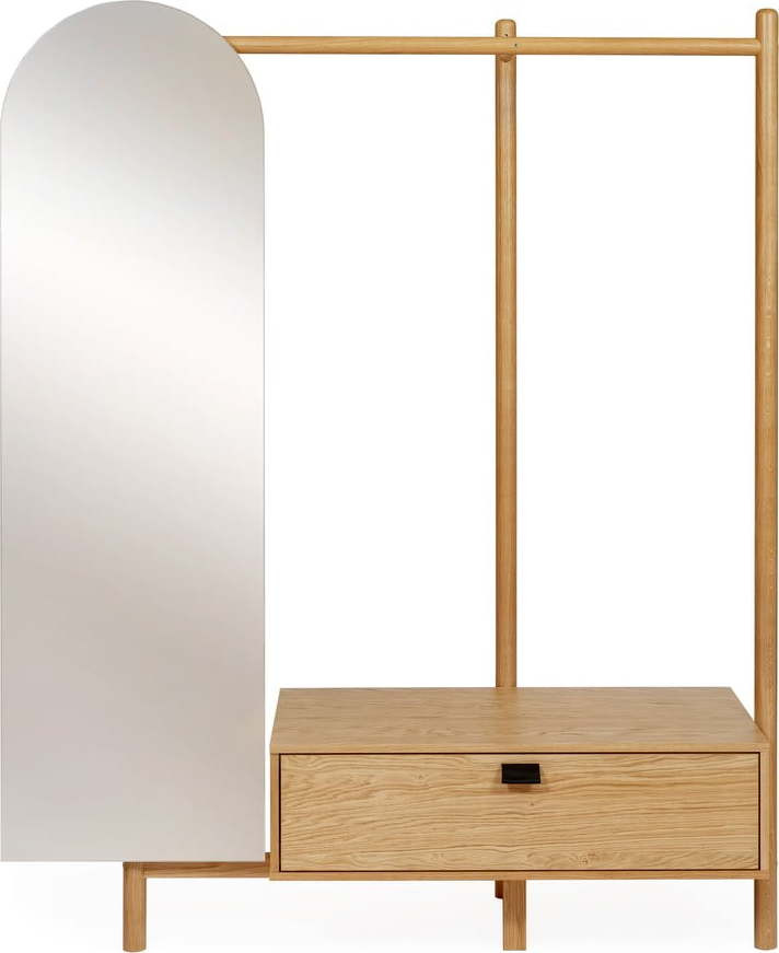 Předsíňová stěna z dubového dřeva se zrcadlem Woodman Tripod