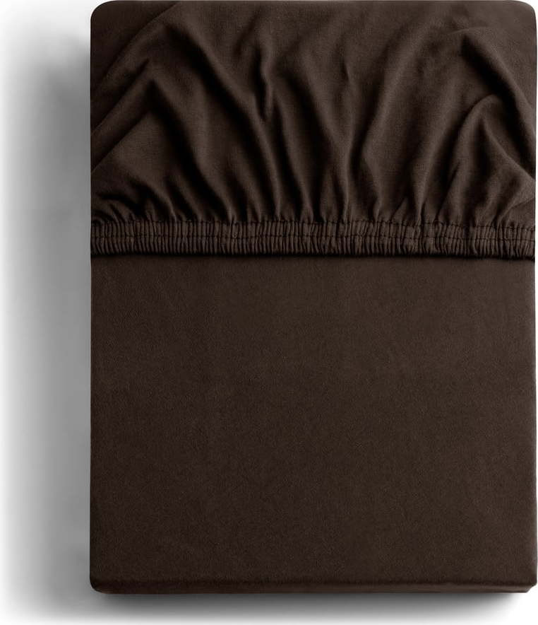 Tmavě hnědé napínací prostěradlo jersey 90x200 cm Amber – DecoKing