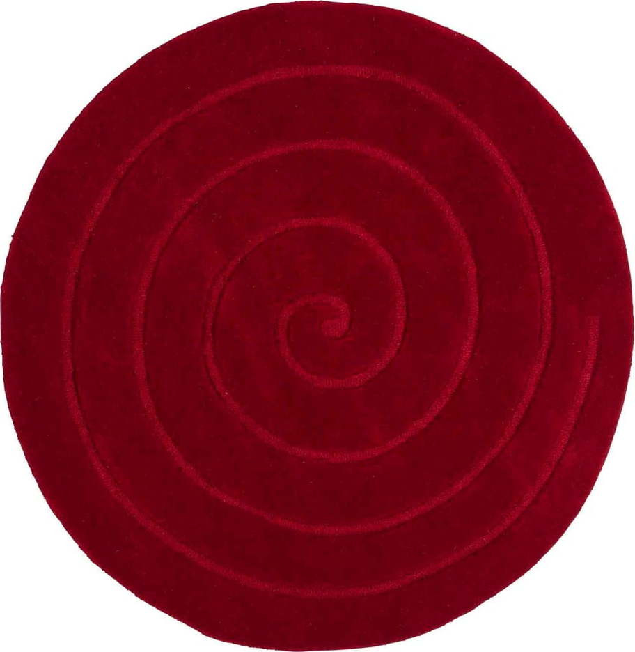 Rubínově červený vlněný koberec Think Rugs Spiral, ⌀ 140 cm