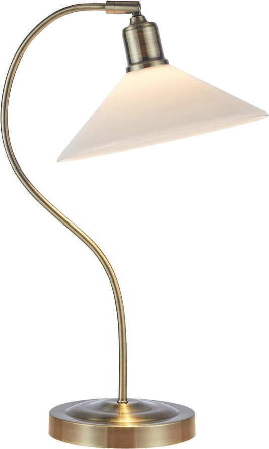 Stolní lampa se skleněným stínidlem v bílo-mosazné barvě (výška 49 cm) Vela – Markslöjd