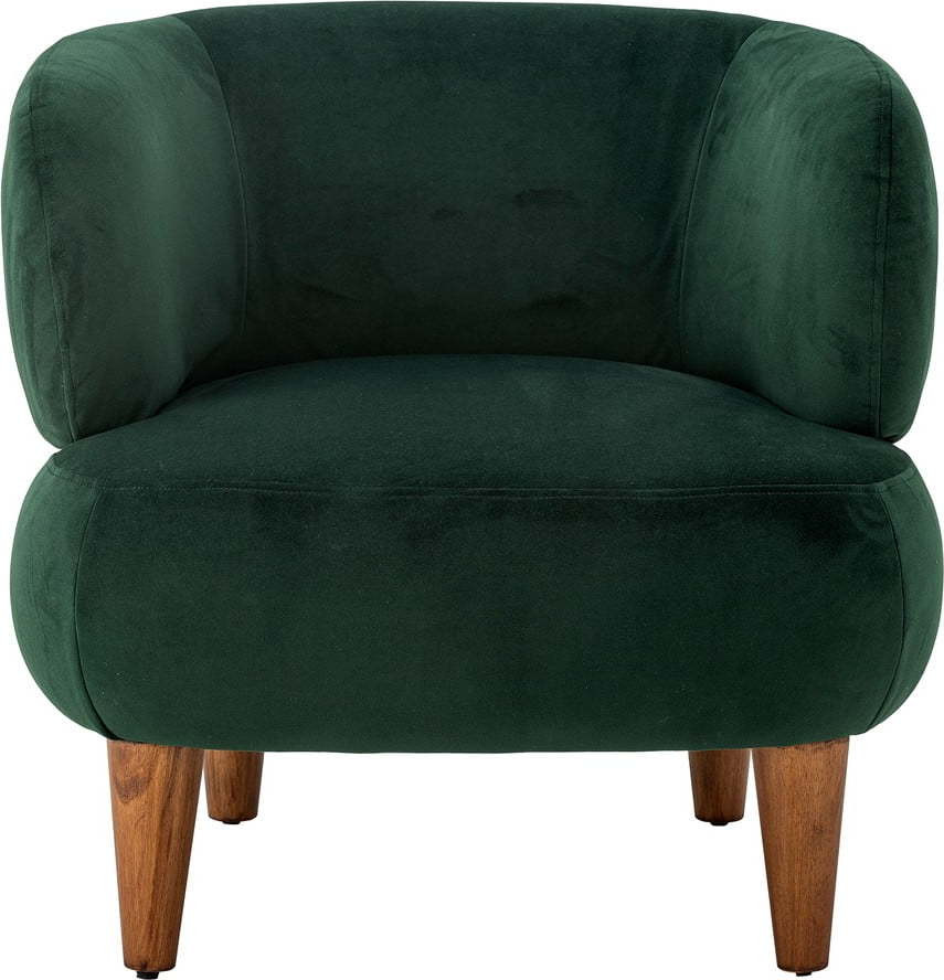 Tmavě zelené sametové křeslo ušák Ruperta – Bloomingville