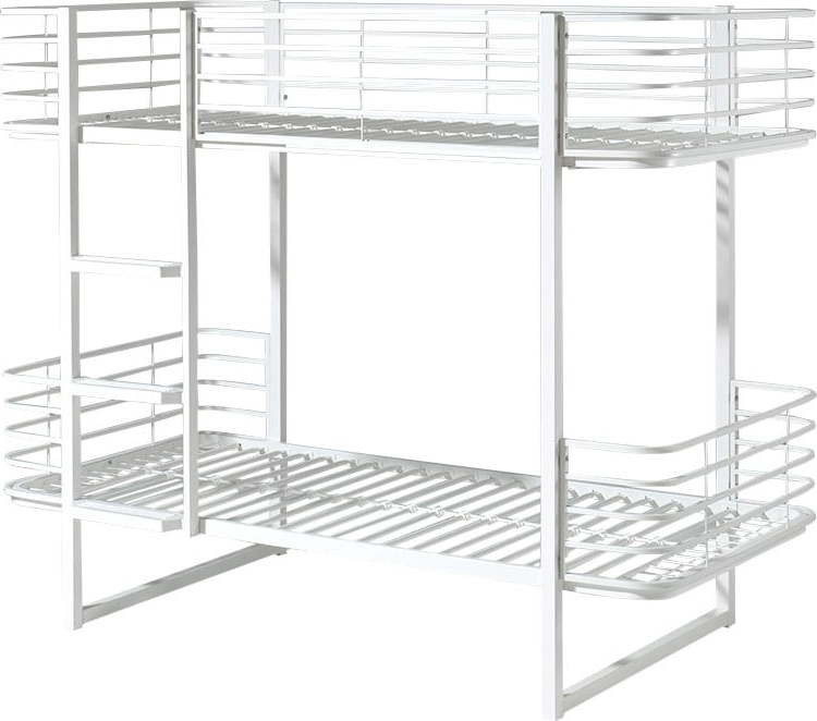 Bílá kovová patrová dětská postel s roštem 90x200 cm Oscar – Vipack