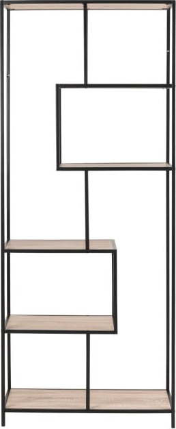 Černá/přírodní knihovna v dekoru dubu 77x185 cm Seaford – Actona