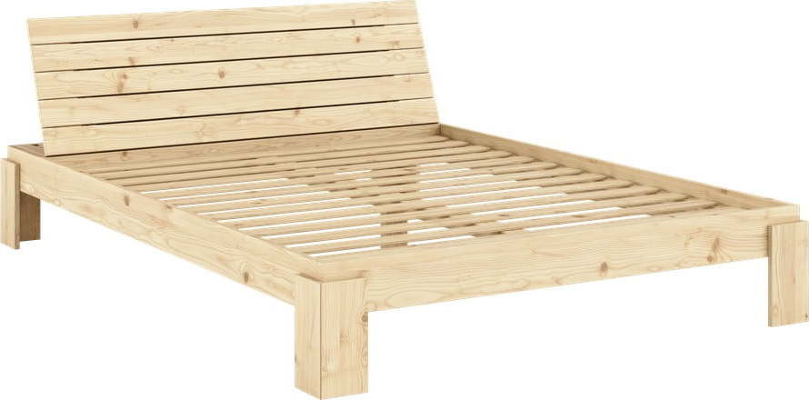Dvoulůžková postel z borovicového dřeva s roštem v přírodní barvě 160x200 cm Layers – Karup Design