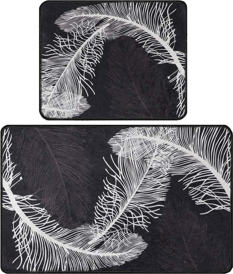 Antracitové koupelnové předložky v sadě 2 ks 60x100 cm Alisan – Foutastic