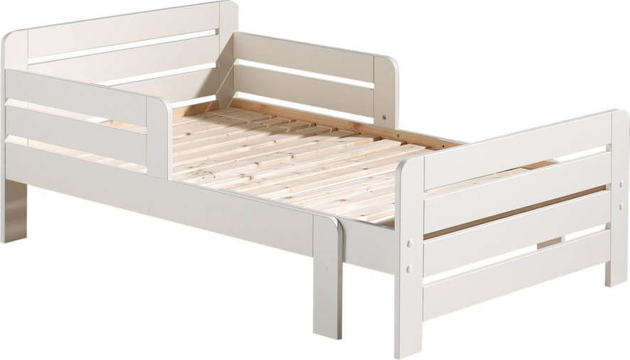 Bílá rostoucí dětská postel z borovicového dřeva s roštem Jumper – Vipack