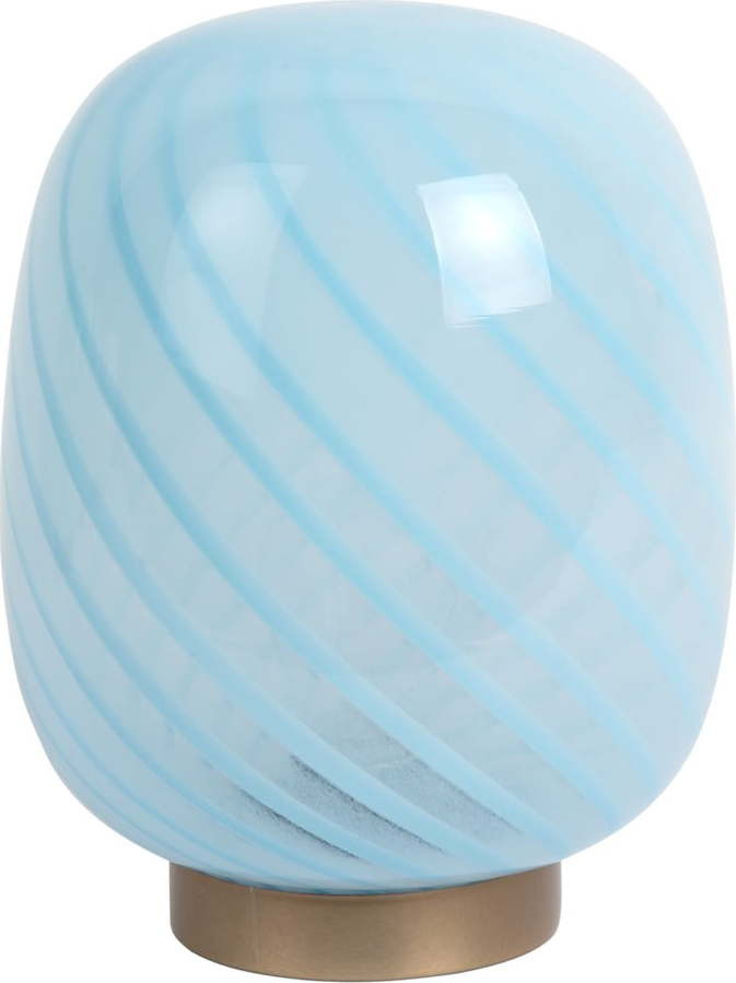 Světle modrá stolní lampa se skleněným stínidlem (výška 20 cm) Summer Globe – Leitmotiv