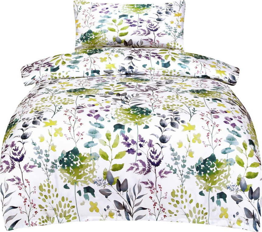 Bílé povlečení na jednolůžko z bavlněného saténu 140x200 cm Savoy – My House