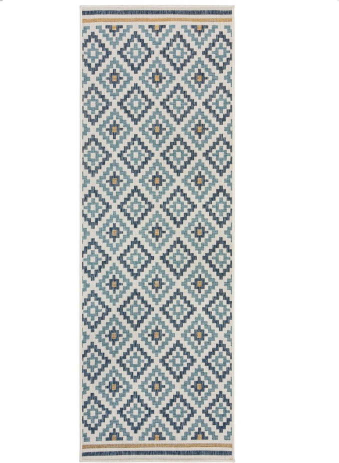 Žluto-modrý vnitřní a venkovní koberec 80x230 cm Zia Trellis – Flair Rugs