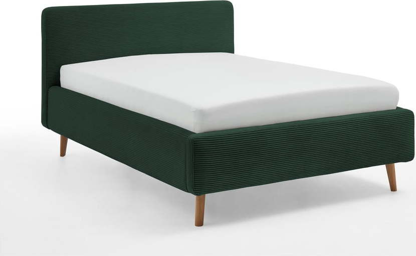 Tmavě zelená čalouněná jednolůžková postel bez roštu 120x200 cm Mattis – Meise Möbel