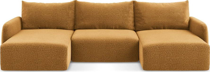 Oranžová rozkládací/s úložným prostorem rohová pohovka Kalena – Makamii