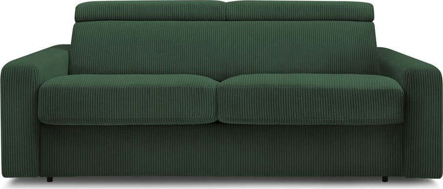 Tmavě zelená manšestrová rozkládací pohovka 215 cm Monaco – Bobochic Paris