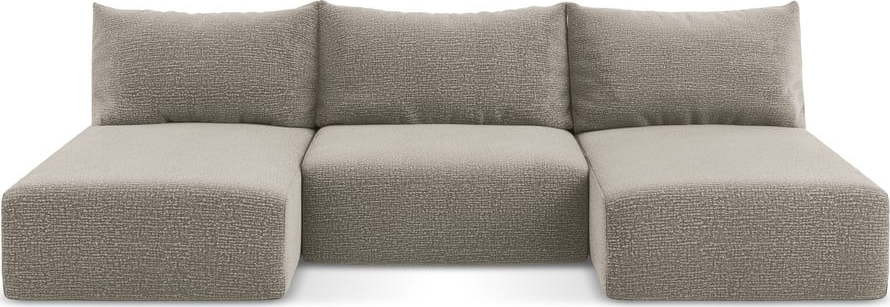 Béžová rozkládací/s úložným prostorem rohová pohovka Kalena – Makamii