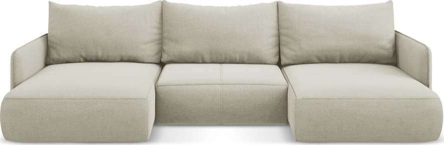 Krémová rozkládací/s úložným prostorem rohová pohovka Nanea – Makamii