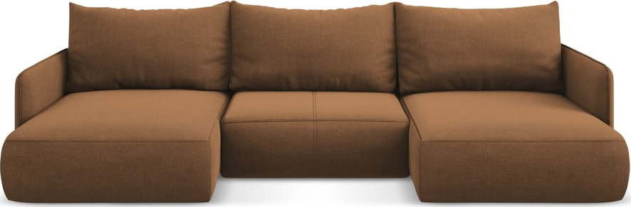 Oranžová rozkládací/s úložným prostorem rohová pohovka Nanea – Makamii