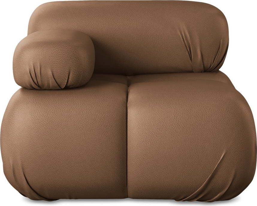 Hnědý modul pohovky z imitace kůže (levý roh) Lokua – Makamii