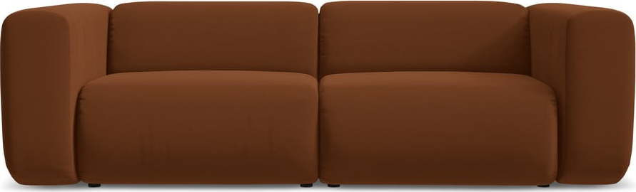 Oranžová/hnědá sametová pohovka 228 cm Ekahi – Makamii