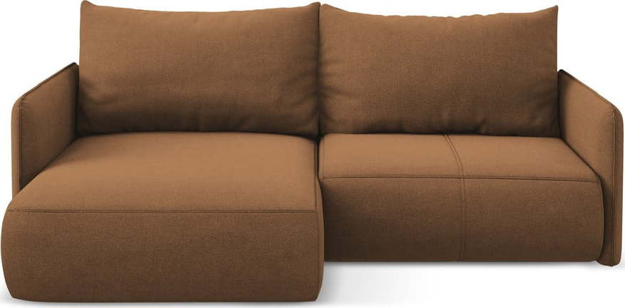 Oranžová rozkládací/s úložným prostorem rohová pohovka (levý roh) Nanea – Makamii