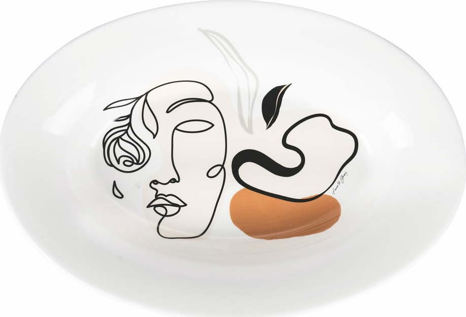 Keramický servírovací talíř VDE Tivoli 1996 Face to Grey, 48 x 33 cm