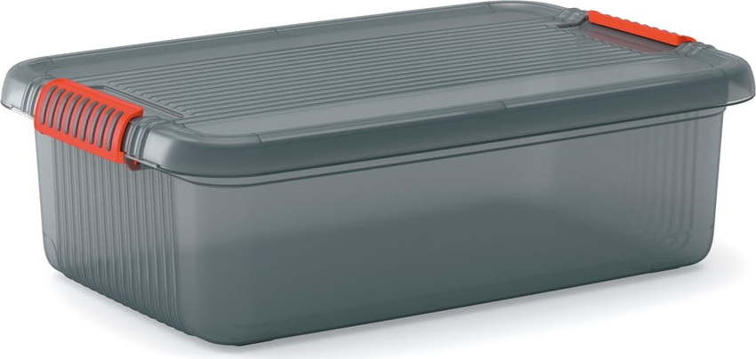 Šedý plastový úložný box s víkem 59x39x18 cm K Latch Box – KIS