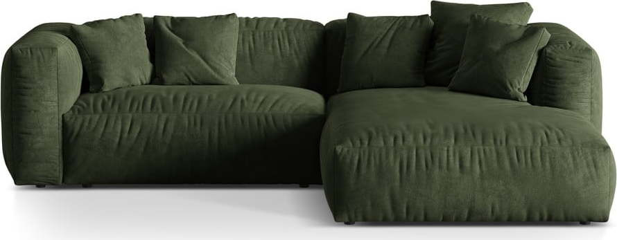 Zelená modulární rohová pohovka z textilie bouclé (pravý roh) Martina – Micadoni Home