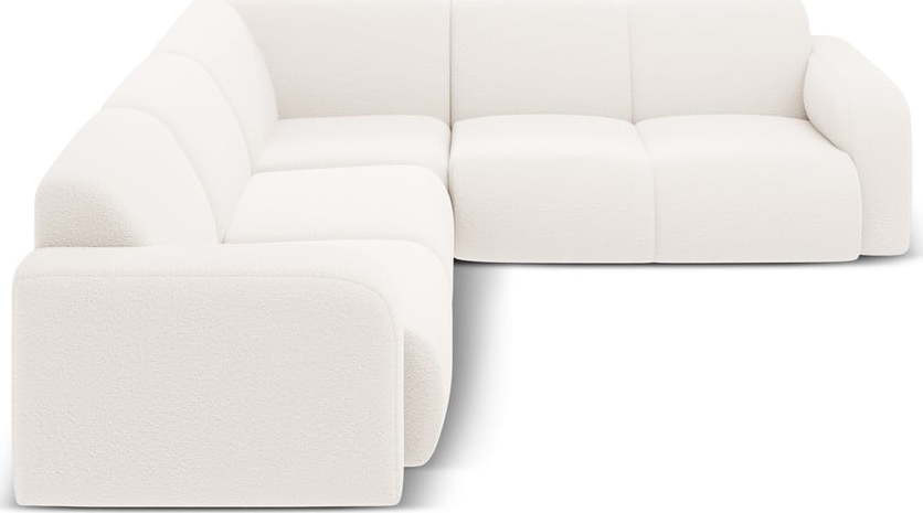 Bílá rohová pohovka z textilie bouclé (variabilní roh/do L) Molino – Micadoni Home