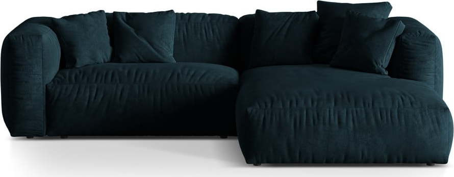 Tmavě modrá modulární rohová pohovka z textilie bouclé (pravý roh) Martina – Micadoni Home