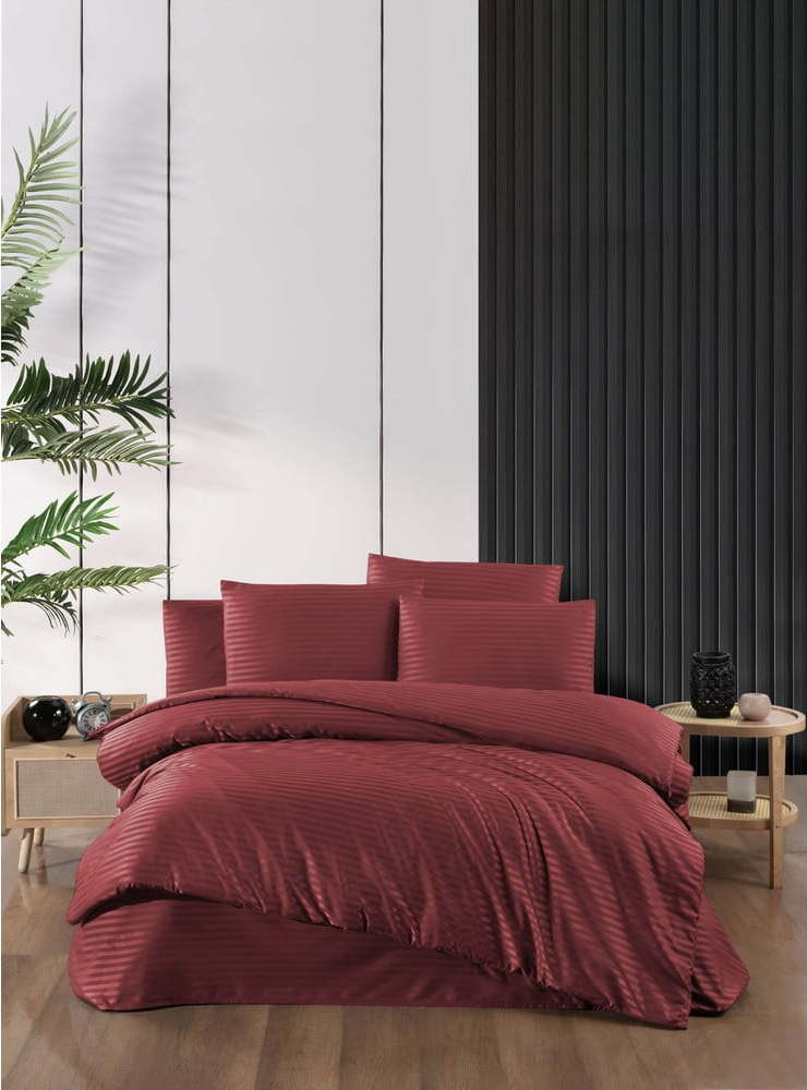 Červené damaškové povlečení na dvoulůžko/prodloužené s prostěradlem/4dílné 200x220 cm – Mila Home