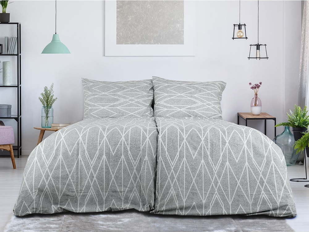 Šedé krepové povlečení na jednolůžko 140x200 cm Gray Stripes – B.E.S.