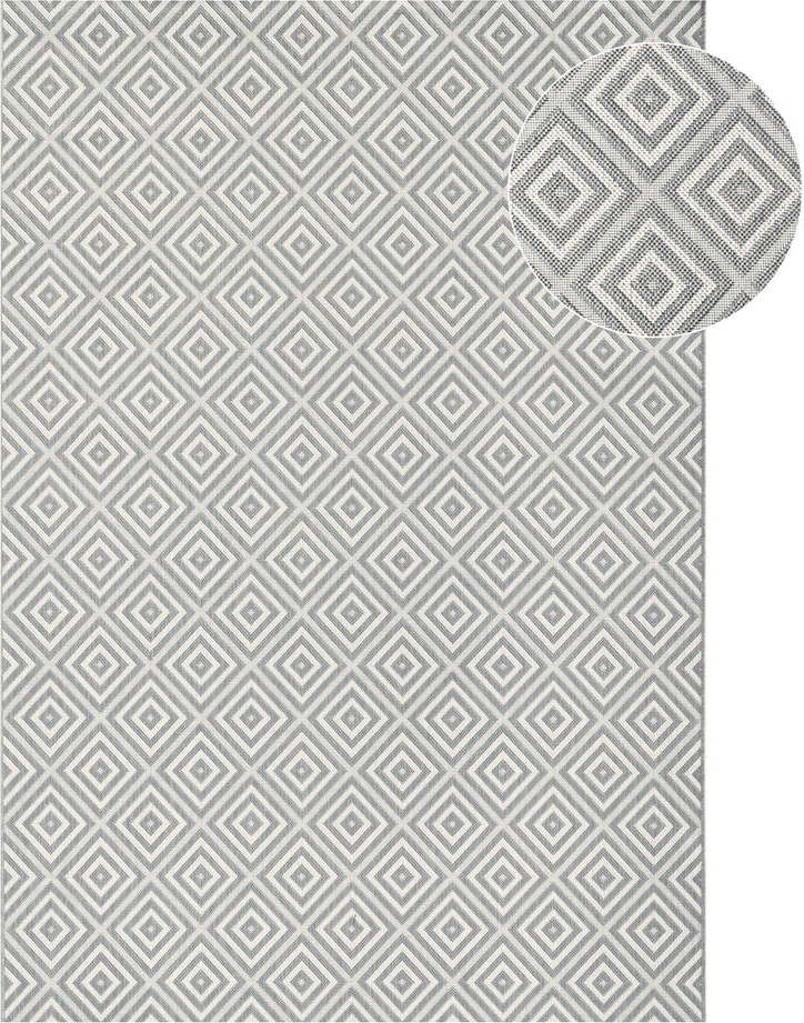 Šedý venkovní koberec NORTHRUGS Karo, 200 x 290 cm