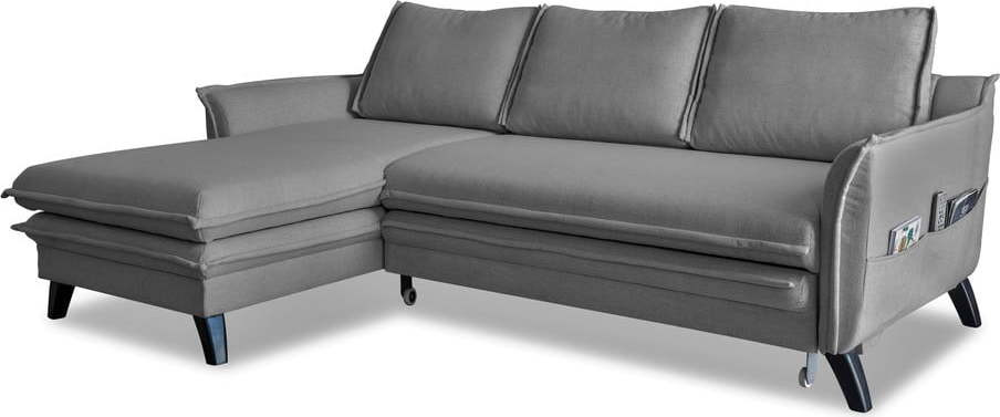 Šedá rozkládací rohová pohovka Miuform Charming Charlie, levý roh