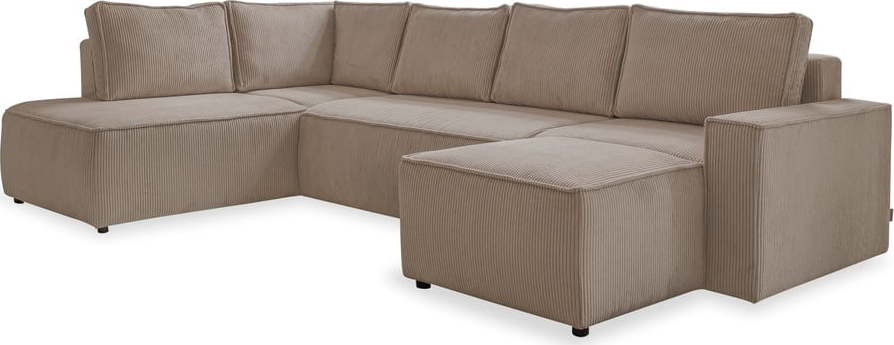 Béžová manšestrová rozkládací rohová pohovka (levý roh/do 