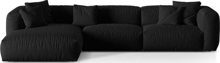 Černá modulární rohová pohovka (levý roh) Martina – Micadoni Home