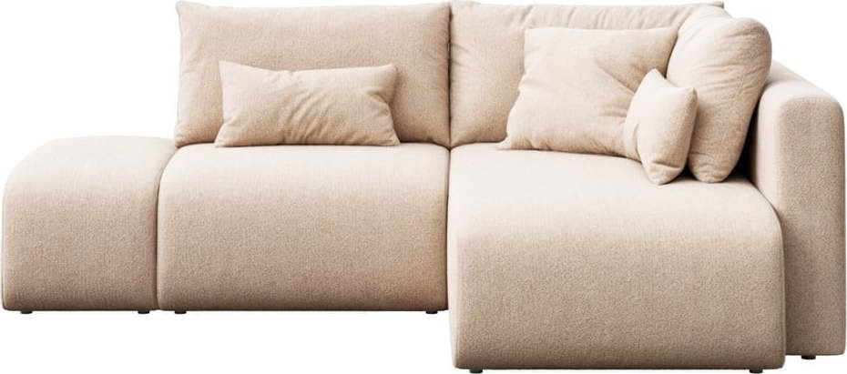 Béžová rozkládací rohová pohovka s úložným prostorem (pravý roh/s lenoškou) Lumine – Ghado