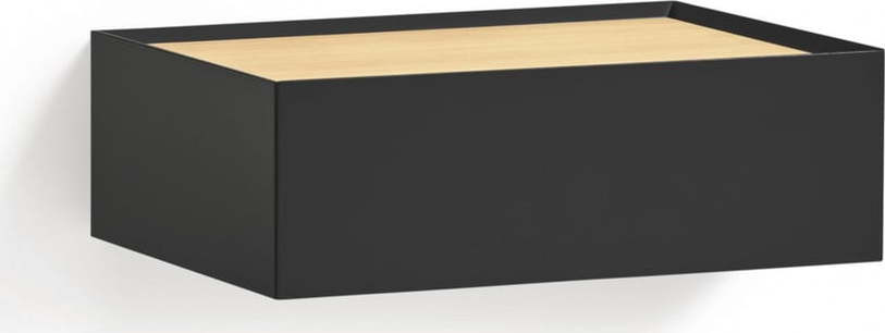 Černý závěsný noční stolek s deskou v dubovém dekoru Arista – Teulat
