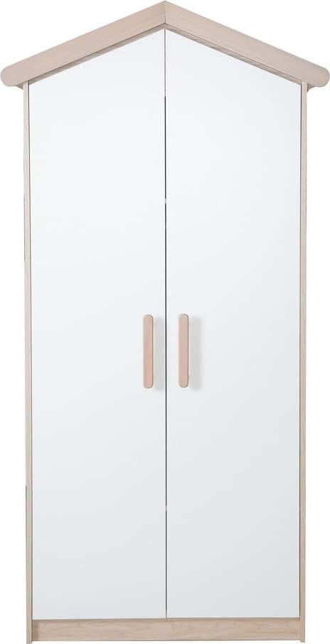 Dětská šatní skříň v bílé a přírodní barvě v dekoru dubu 96x190x50 cm Cabane – Roba