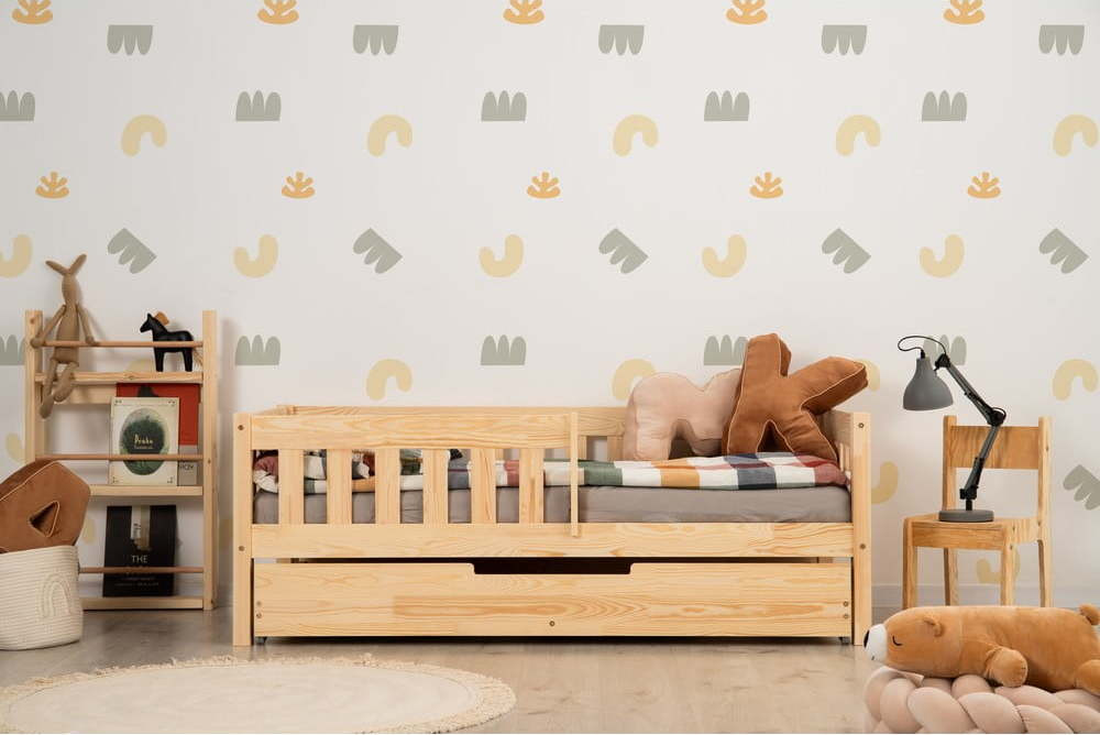 Dětská postel s výsuvným lůžkem s úložným prostorem s roštem v přírodní barvě 80x190 cm CP – Adeko