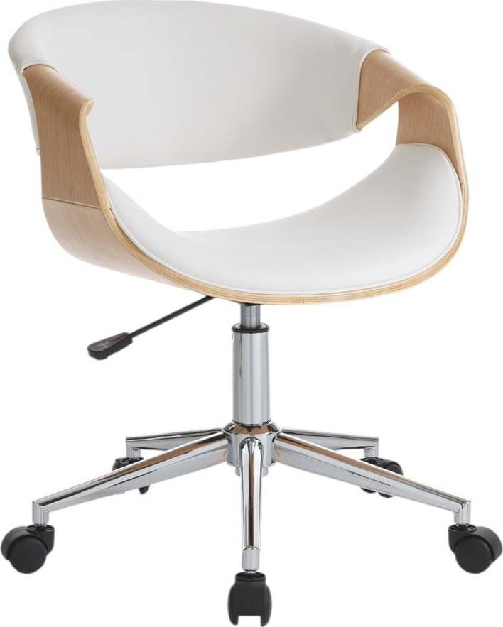 Kancelářská židle z imitace kůže v bílo-přírodní barvě Visby – Tomasucci