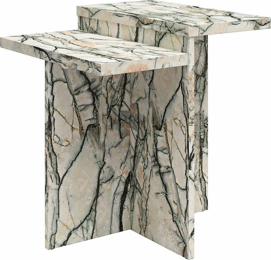 Béžový konferenční stolek v dekoru mramoru 56x56 cm Brielle – CosmoLiving by Cosmopolitan