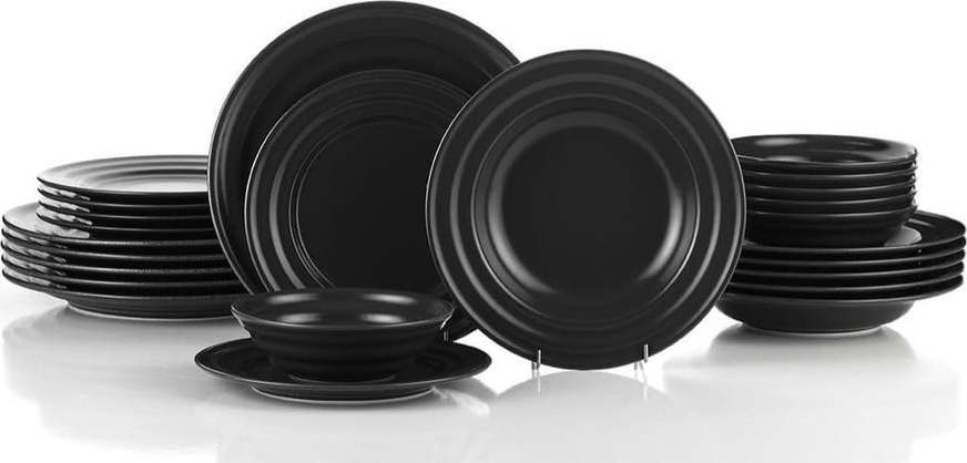 24dílná sada tmavě šedého porcelánového nádobí Kütahya Porselen Basis