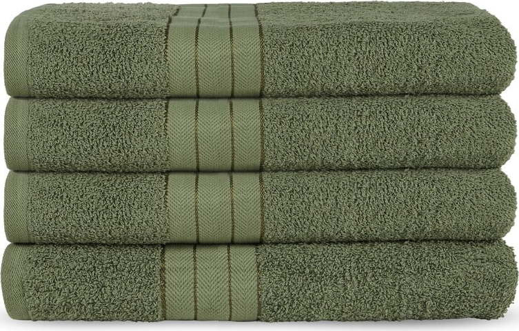 Tmavě zelené froté bavlněné ručníky v sadě 4 ks 50x100 cm – Good Morning
